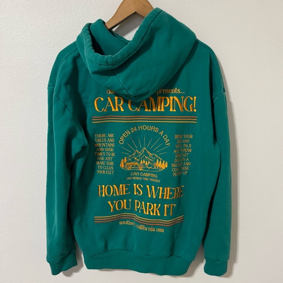 Dandy Worldwide Car Camping Embroidered Oversized Hoodie Green Gold Luxury-S - Picture 3 of 11